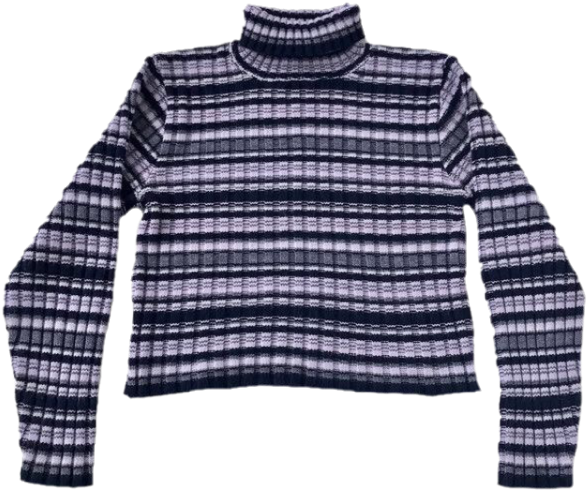 Striped Turtleneck / Polyvore Crop Top Sweater, Sweater - Turtleneck Striped Sweater Crop (600x600), Png Download