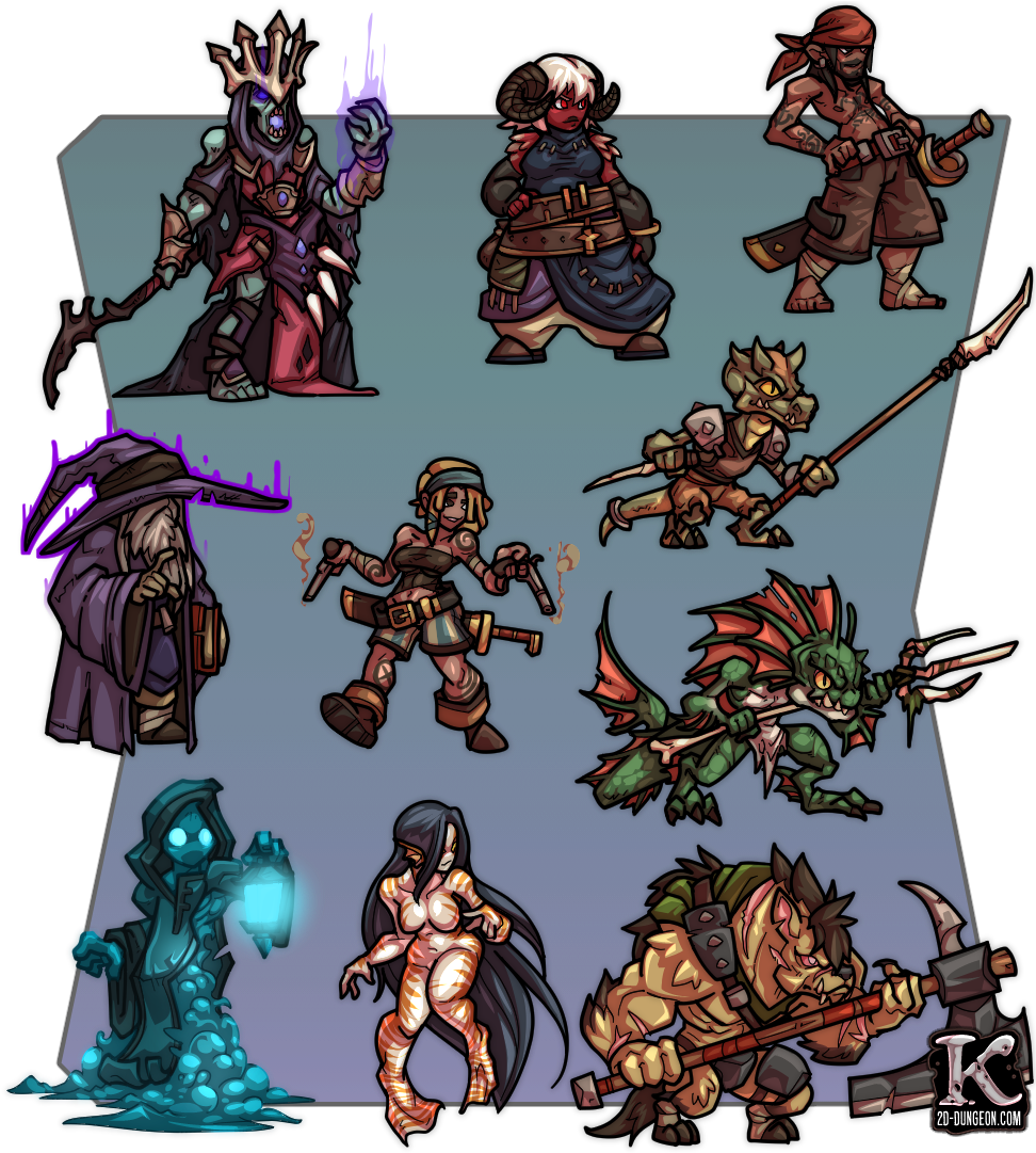 2d Dungeon Character 5 Packs And 10 Pack Commissions - Cartoon (982x1080), Png Download