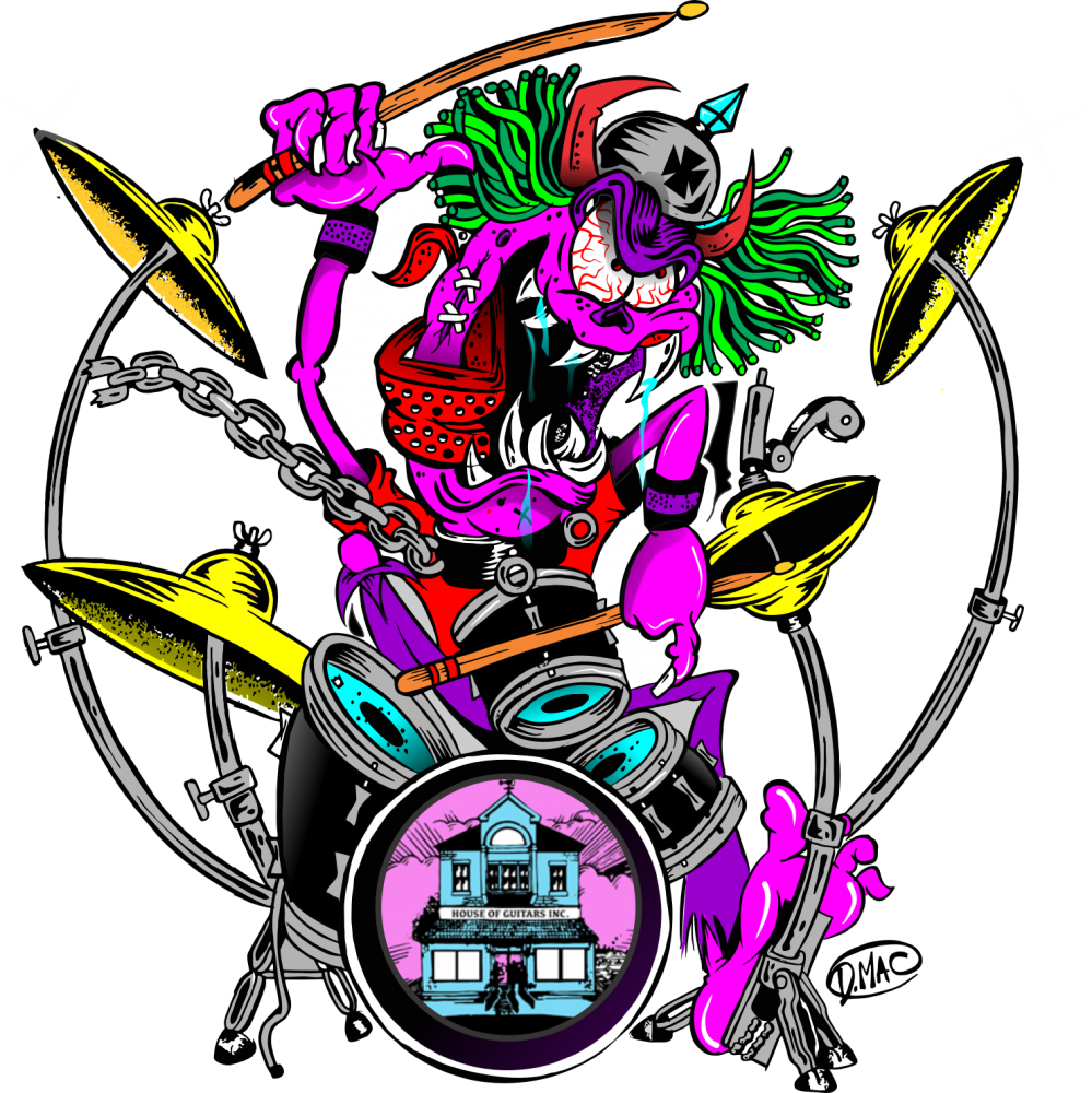 Custom Painted Guitars Doug Mac Art Illustrations Lowbrow - Illustration (999x1000), Png Download