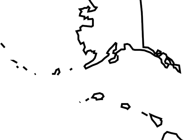 Map Clipart Hawaii - Alaska Clipart Black And White (640x480), Png Download