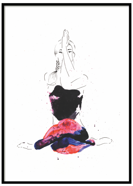 Garudasana Neon Yoga Pose Print - Illustration (520x640), Png Download