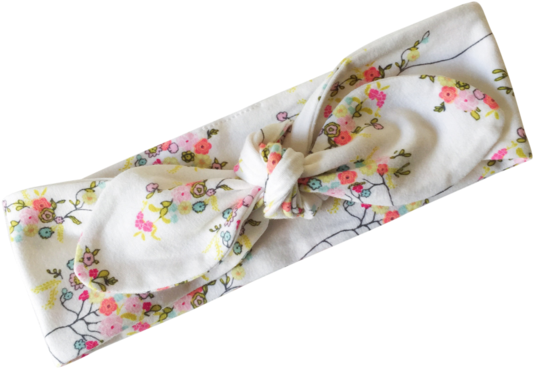 Off White Floral Print Top Knot Headband [size (600x600), Png Download