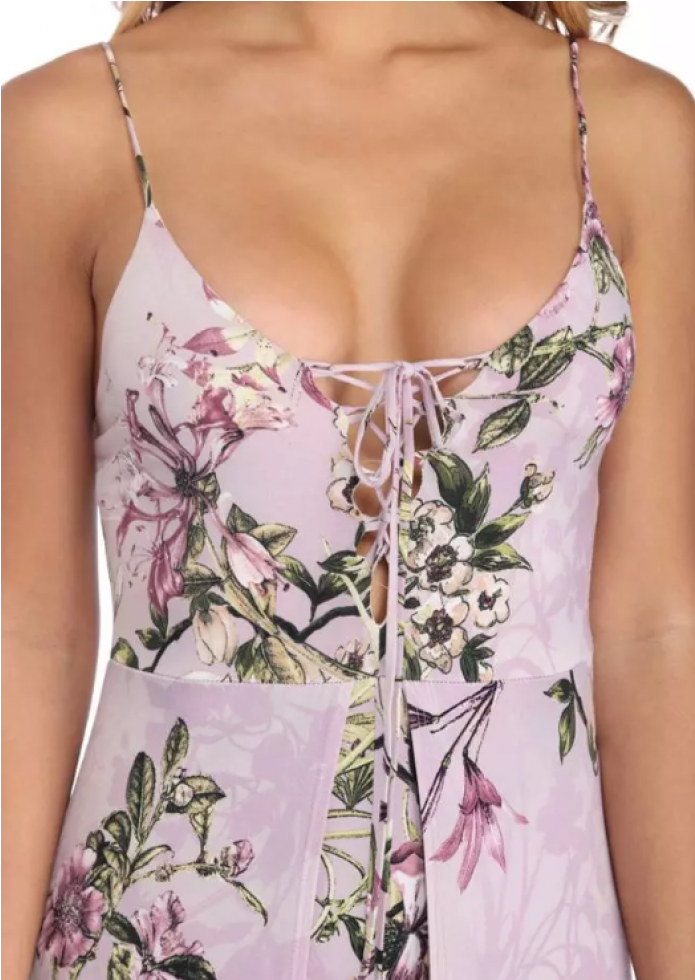 Lady Green Floral Print Jumpsuit Rompers Women Popular - Girl (1700x980), Png Download