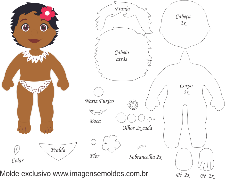 Molde Para Eva - Molde De Boneca De Eva (1000x820), Png Download