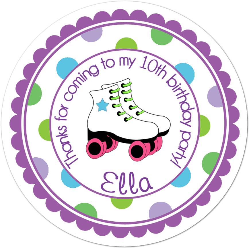 Roller Skate Wide Polka Dot Border Personalized Sticker - Nanas Kitchen (1000x1000), Png Download