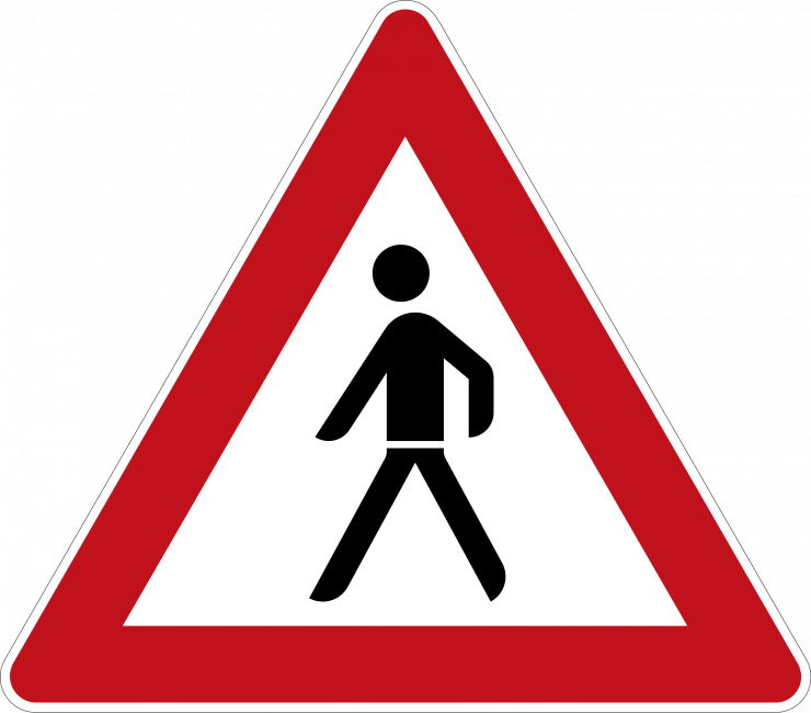 Pedestrians Possible - Dangers Sign (740x650), Png Download