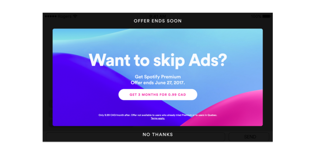 Horizontal Ads With Words Skip Ads Need To Upgrade - Spotify Skip Ad (1014x498), Png Download