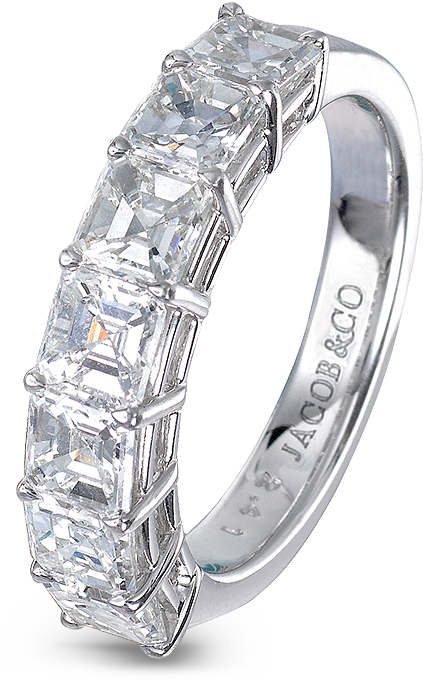 Square Emerald-cut Partial Eternity Band - Square Diamond Eternity Band (700x700), Png Download