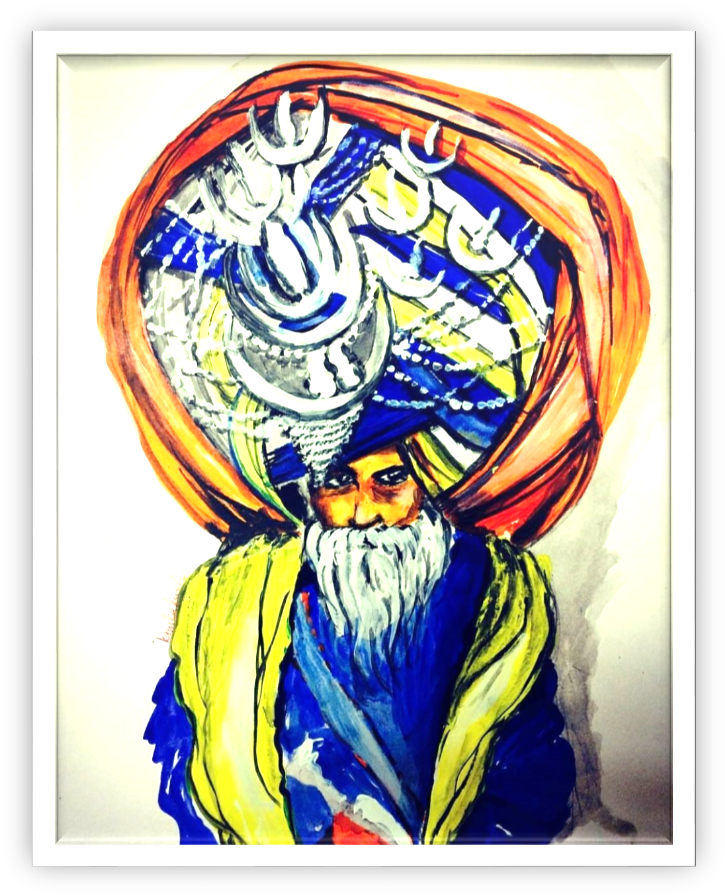 Blue Turban Sikh - Illustration (744x914), Png Download