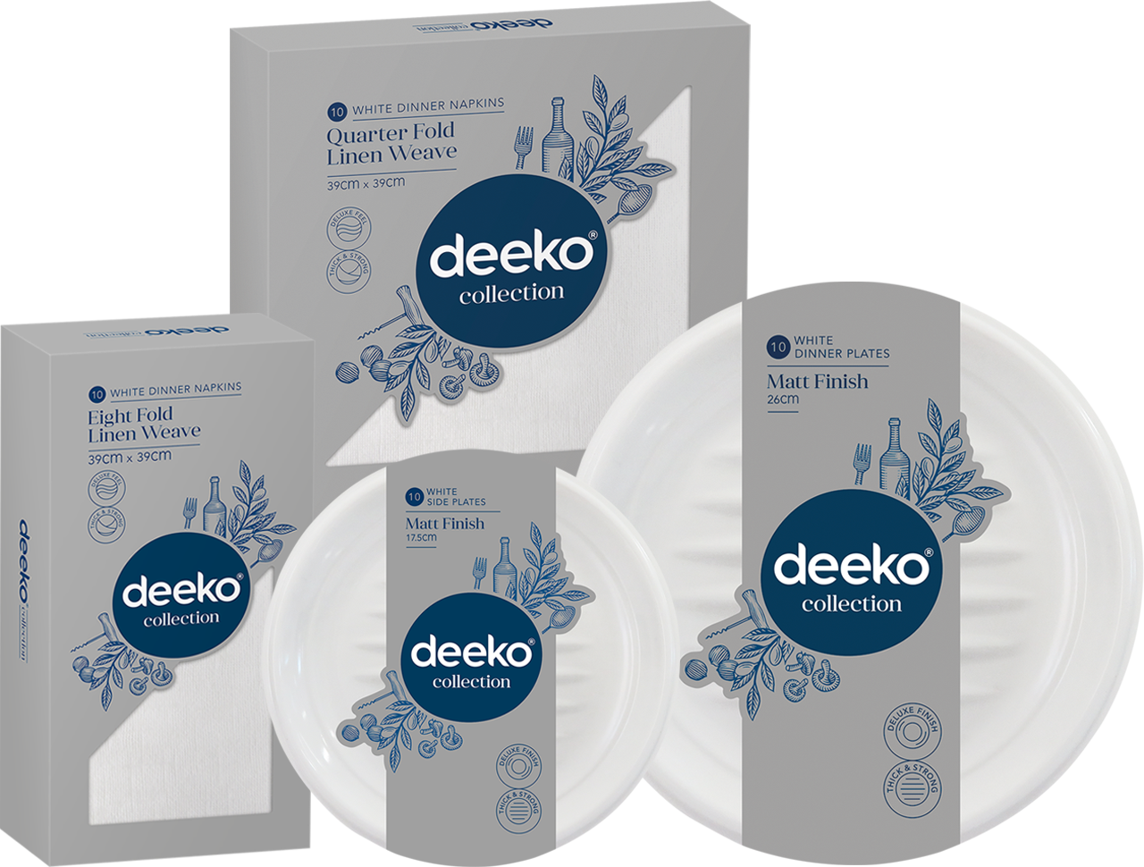 The Deeko Range Of Serviettes, Plates, Cups, Cutlery (1280x970), Png Download