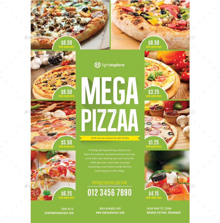 01 Layoutone - Flyers Advertising A Pizza Restaurant (900x900), Png Download