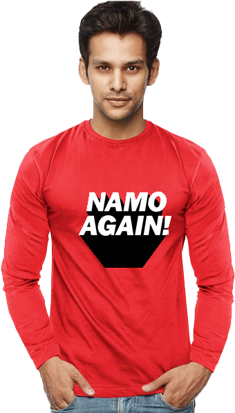 Unisex Namo Again Modi 100 % Cotton Printed Full Sleeves - Gym T Shirts Full Sleeves (600x600), Png Download