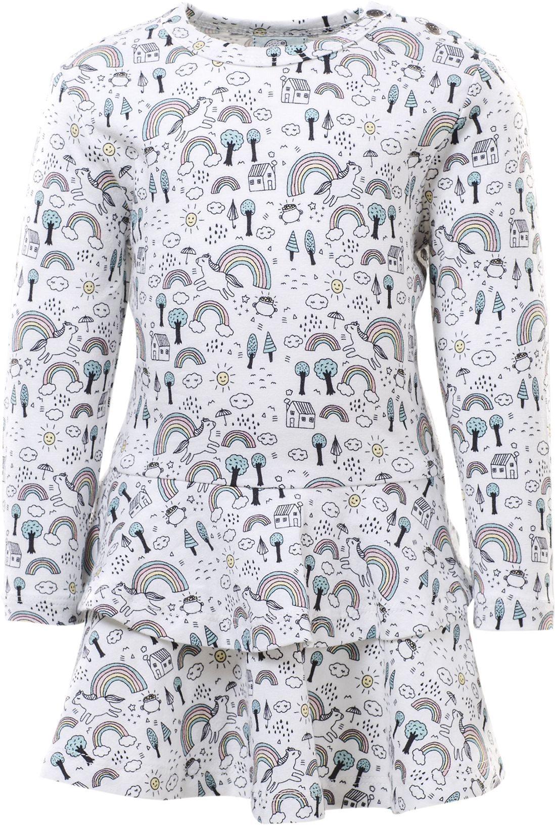 Ls Frill Kids Rainbow Dress - Blouse (1000x1370), Png Download
