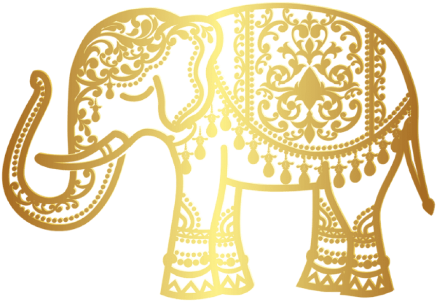 Free Png Download Decorative Gold Indian Elephant Png - Transparent Png Gold Elephant (850x587), Png Download