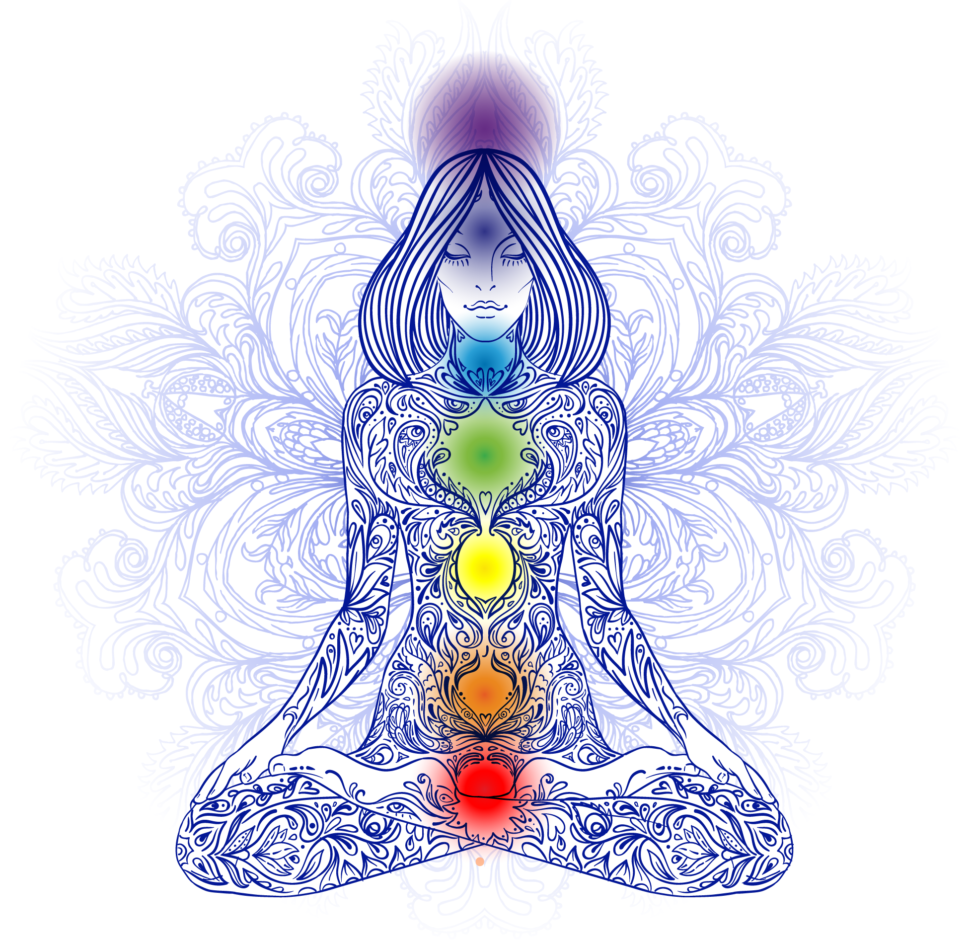 Decorative Tattoos Woman Lotus Illustration Figures - Aura And Chakras (1951x1898), Png Download