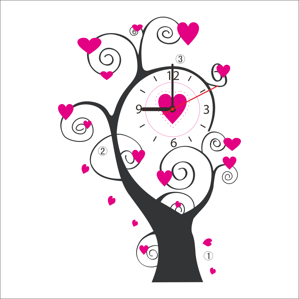 Diy Love Tree Wall Clock Creative Watch Sticker Home - Make A Wall Pasting Clock (1001x1001), Png Download