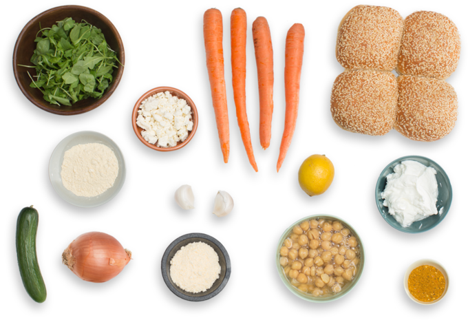 Chickpea Burgers With Vadouvan Roasted Carrots & Feta - Feta Top View Png (700x477), Png Download