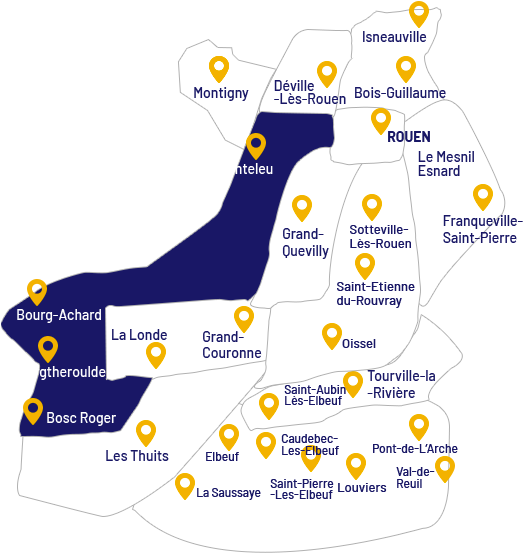 Secteur Rouen Ouest - Map (550x695), Png Download