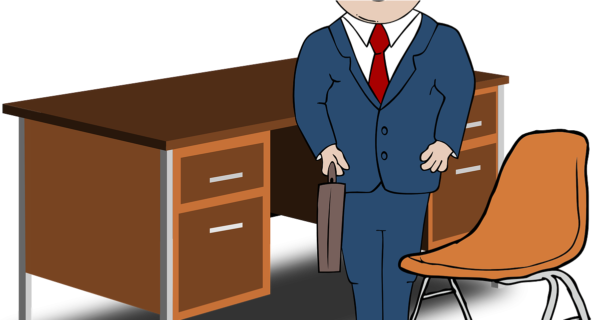 Man In Suit Clipart - Office Desk Clip Art (1185x641), Png Download