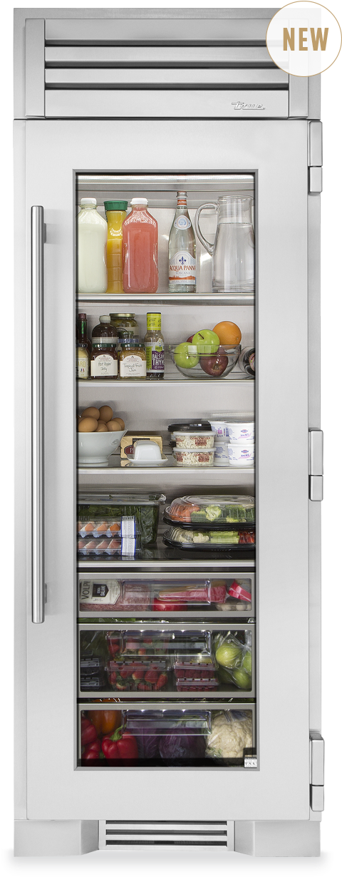 30" Glass Door Refrigerator Column - True 48 Glass Door Refrigerator (734x1292), Png Download