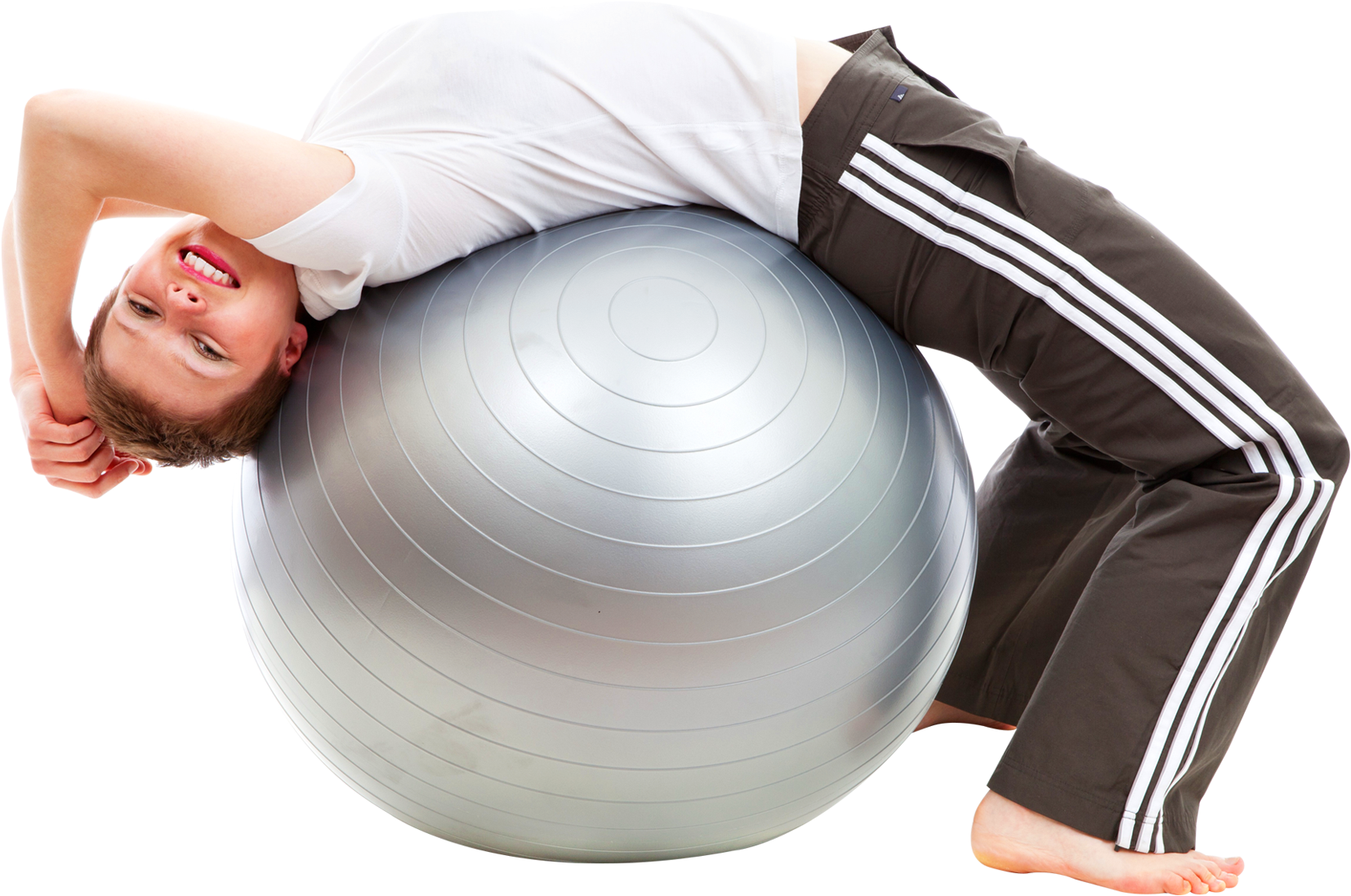Download Young Woman Doing Exercises With Fitness Ball - Fitness Ball Png (1850x1243), Png Download