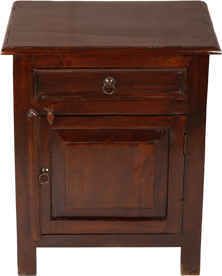 Sheesham Wood Bedside Table - Nightstand (953x953), Png Download