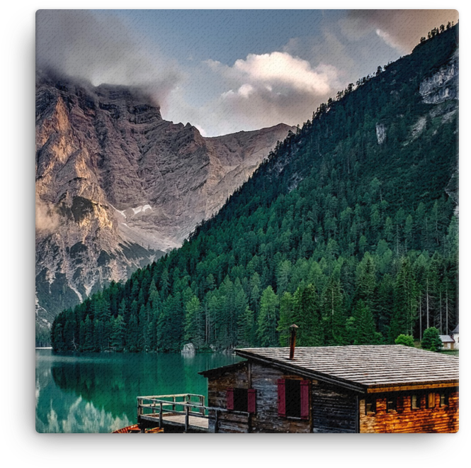 Mirror Lake Reflecting Wooden House In Middle Of Lake - Summit (1000x1000), Png Download