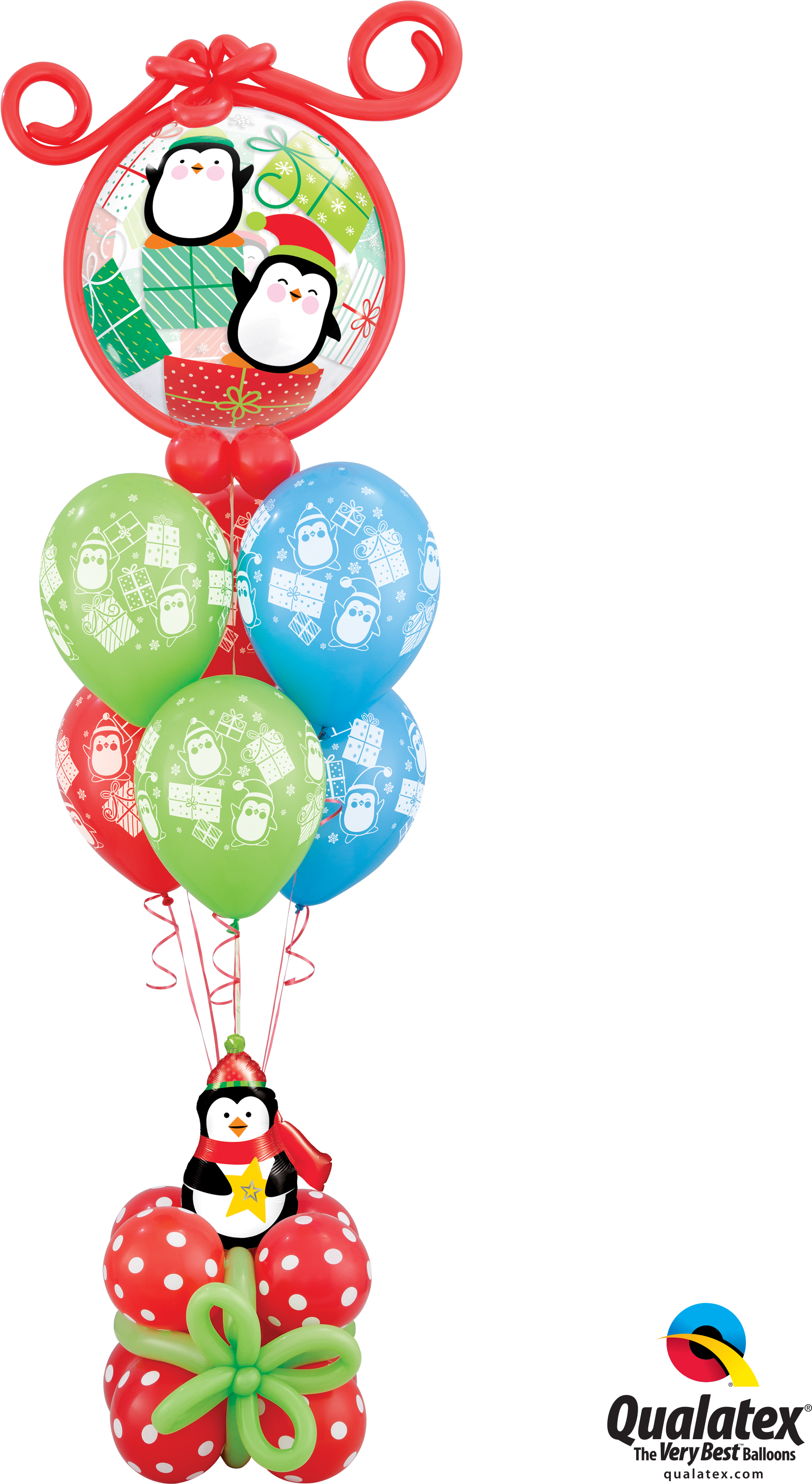 Penguin Christmas Balloon Bouquet - Qualatex (2400x3200), Png Download
