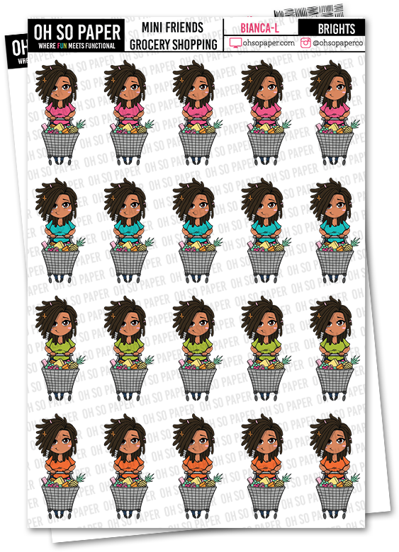 Mini Friends Grocery Shopping Stickers - Brown Girl Hair Wash Day Sticker Planners (800x800), Png Download