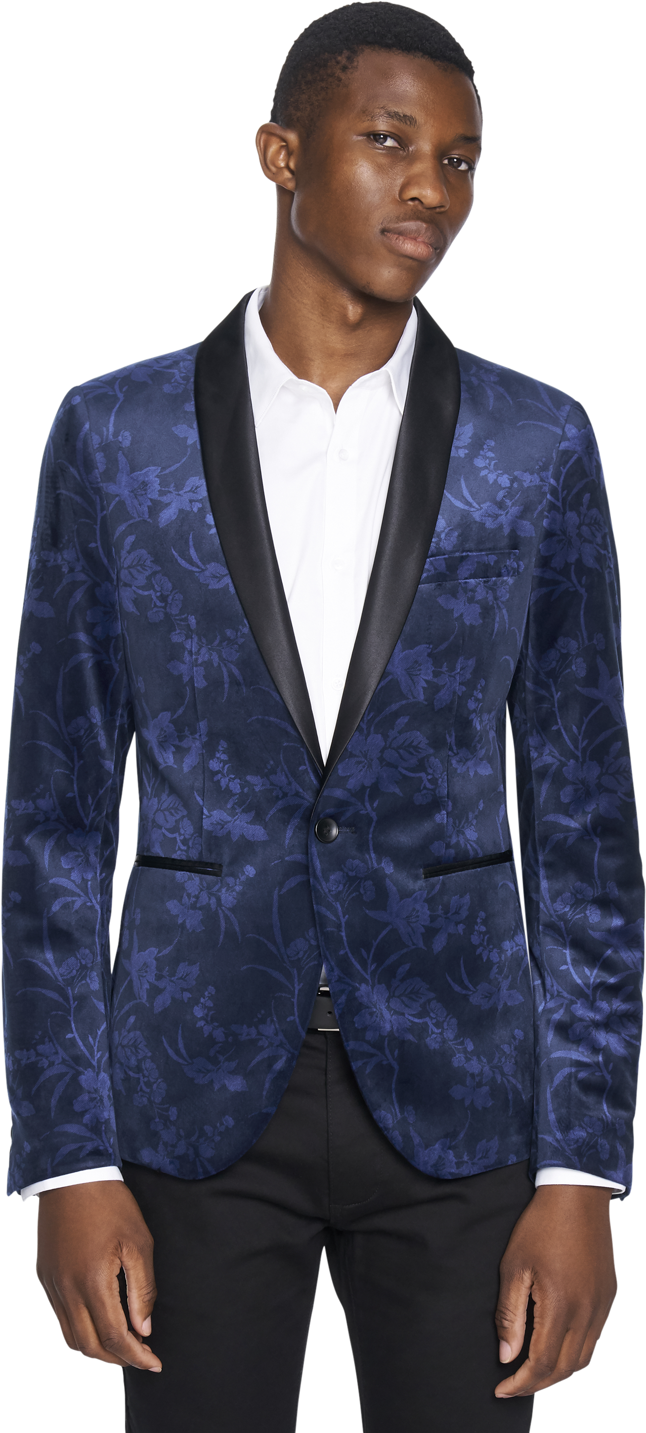 Navy Floral Velvet Blazer - Wear With A Blazer (3000x3000), Png Download