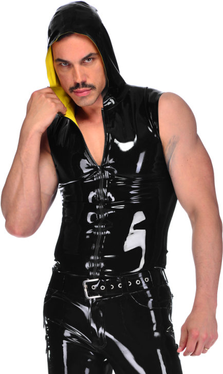 Contrast Hoodie Vest - Latex Clothing (576x742), Png Download
