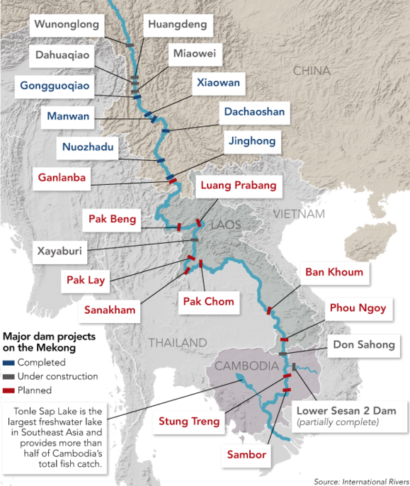 Mekong Dams Map Source - Atlas (579x686), Png Download