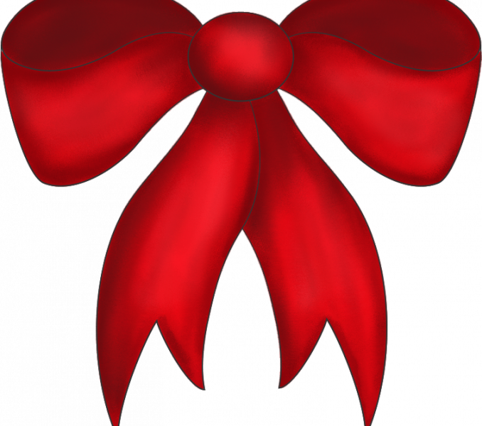 Christmas Bow Tie Png Transparent Library - Red Christmas Bow (678x600), Png Download