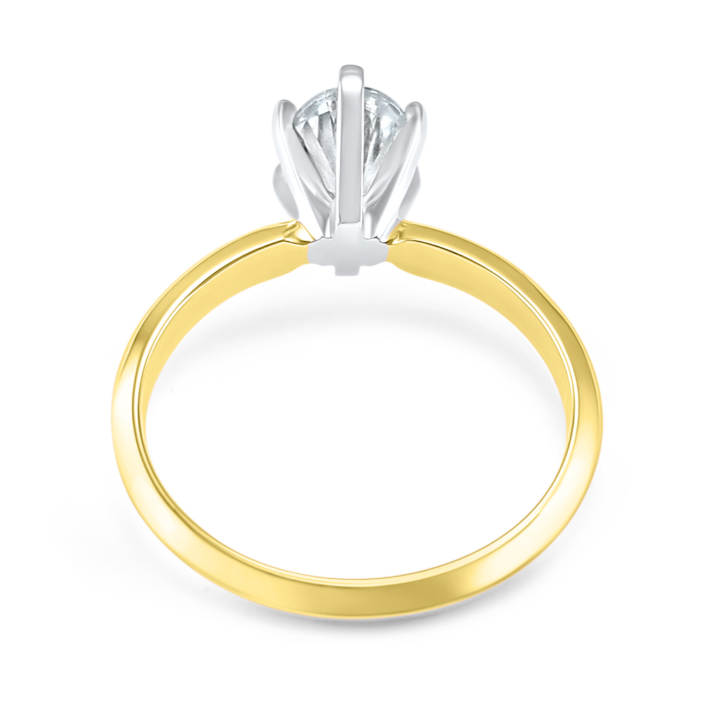 Yellow Gold 6 Prong Moissanite Engagement Ring Oval (1000x1000), Png Download
