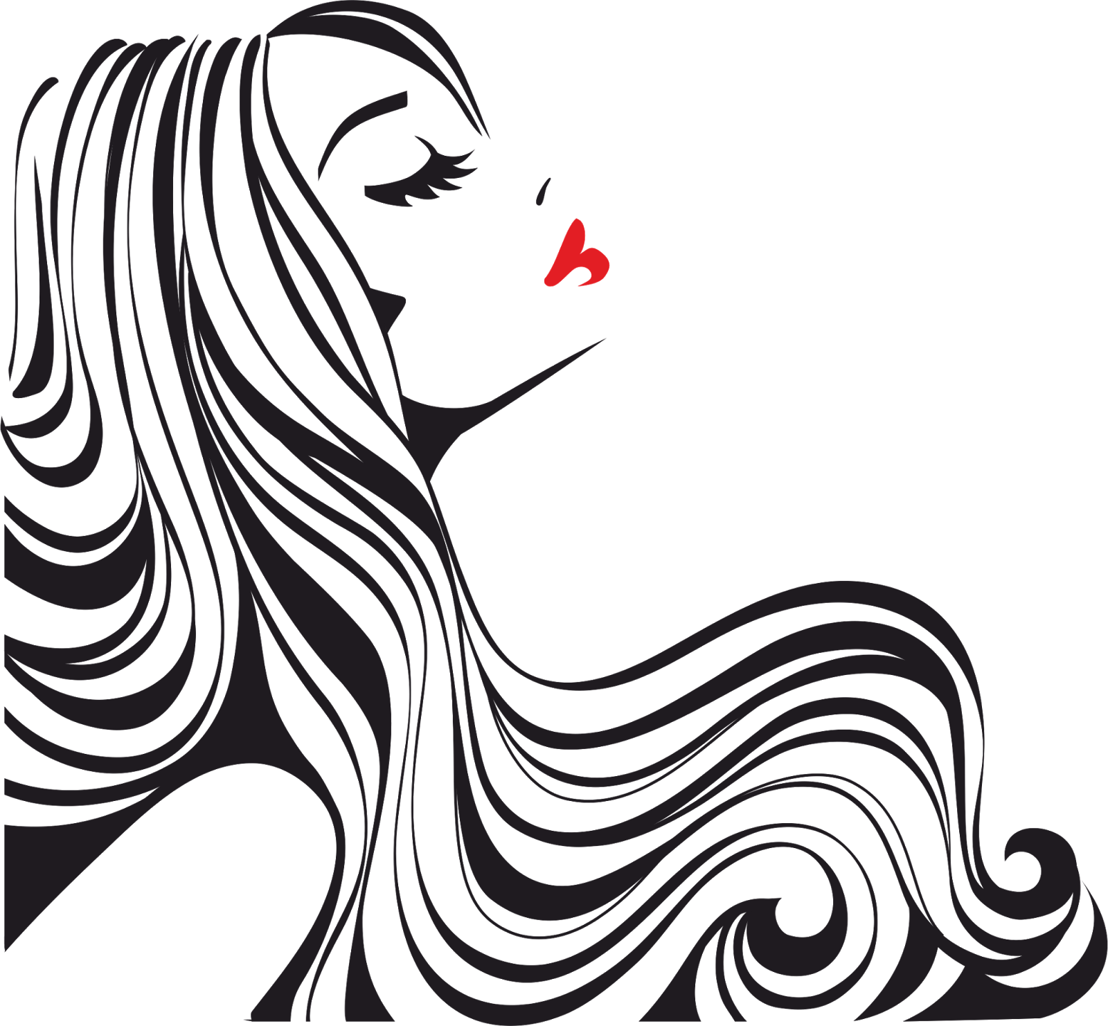 Png Vekt - Chic Walls Removable Woman Silhouette Profile Red Lips (1600x1482), Png Download