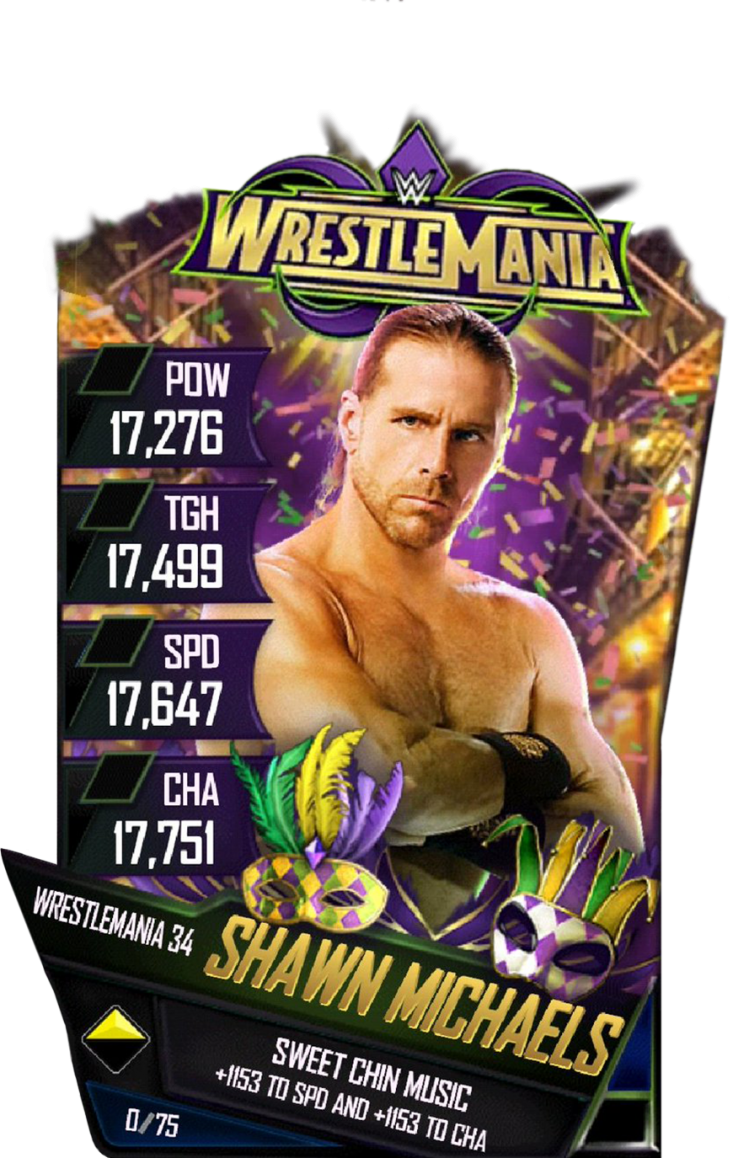 Shawnmichaels S4 19 Wrestlemania34 - Wwe Supercard Wrestlemania 34 Cards (733x1158), Png Download