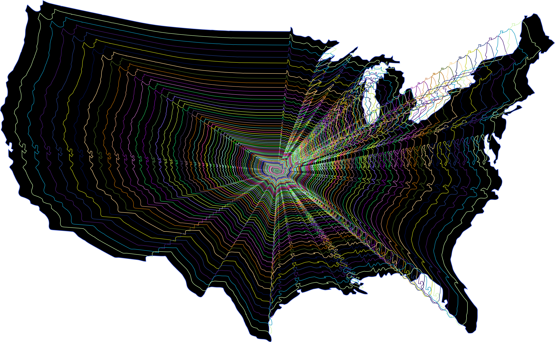 Prismatic Us Map Outline Zoom Image Royalty Free Stock - Dana Decals Map Of The United States Small Wall Decal (2320x1429), Png Download