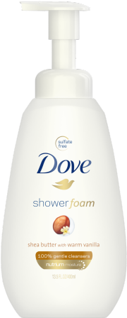 Dove Shower Foam Shea Butter With Warm Vanilla Foaming - Dove Foam Body Wash (459x460), Png Download