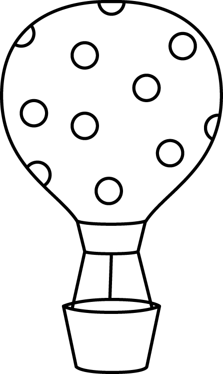 Black And White Polka Dot Hot Air Balloon - Balloon (446x747), Png Download