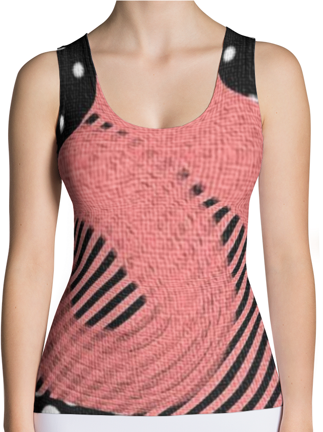 Image Of Women's Fashion Pink Black And White Polka - Top (1000x841), Png Download
