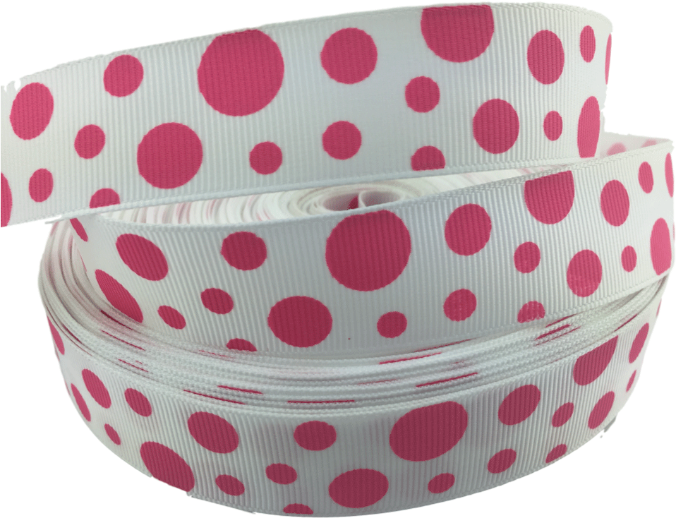 White And Pink Polka Dot Grosgrain Ribbons - Polka Dot (1024x1024), Png Download