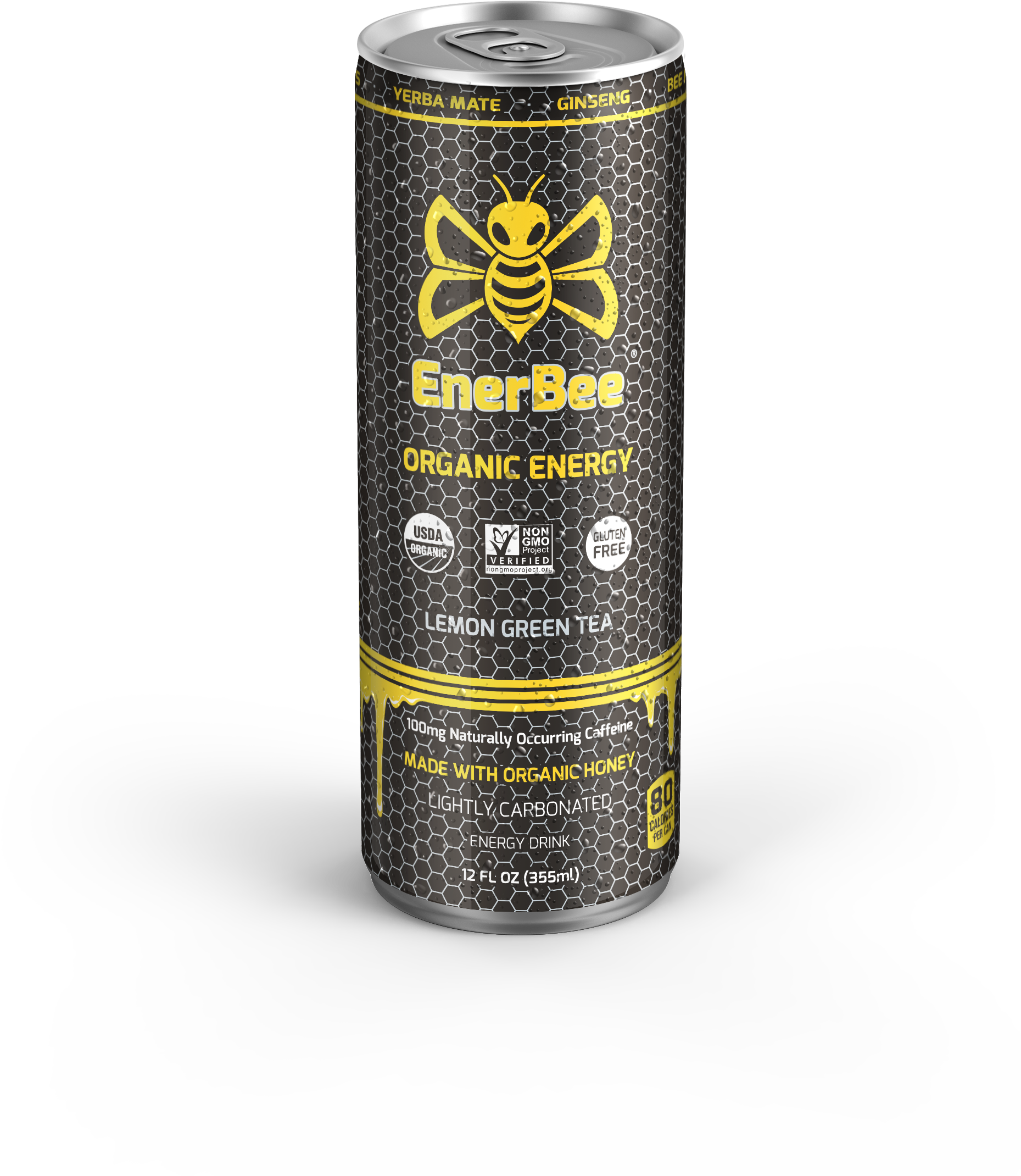 Enerbee Organic Energy Lemon Green Tea - 12 Fl Oz Can (1965x2308), Png Download