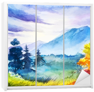Wardrobe Sticker • Pixers® • We Live To Change - Autumn Landscape Watercolor (400x400), Png Download