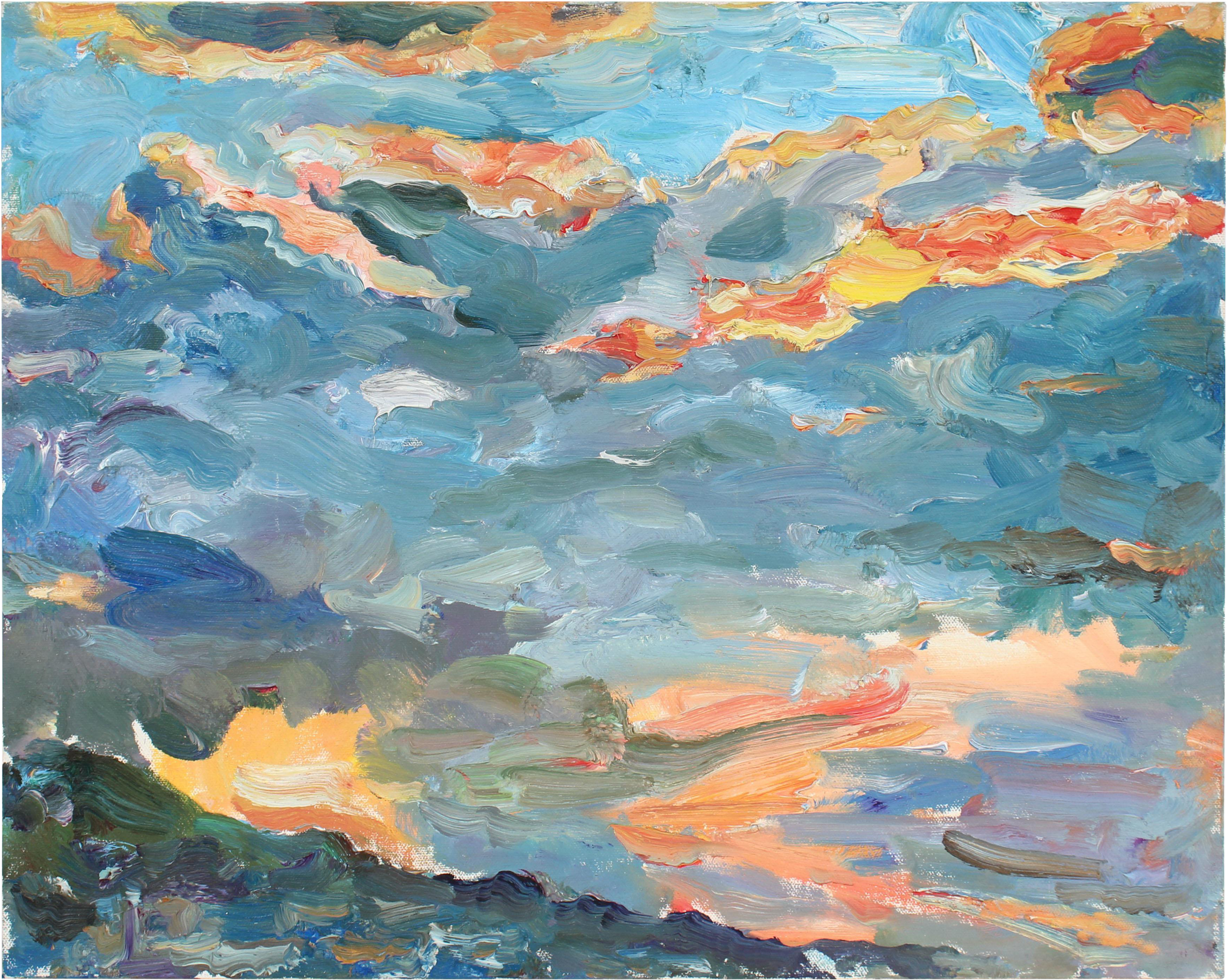 San Francisco Clouds At Sunset Landscape In Oil (3884x3102), Png Download