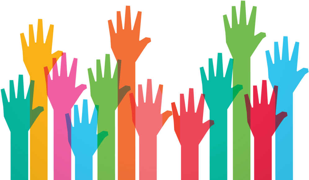 Png Black And White Download Royalty Free Clip Art - Hands Raised Clip Art (1000x790), Png Download