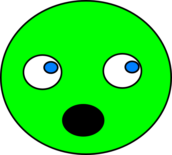 Clipart - Green Scared Face (600x541), Png Download