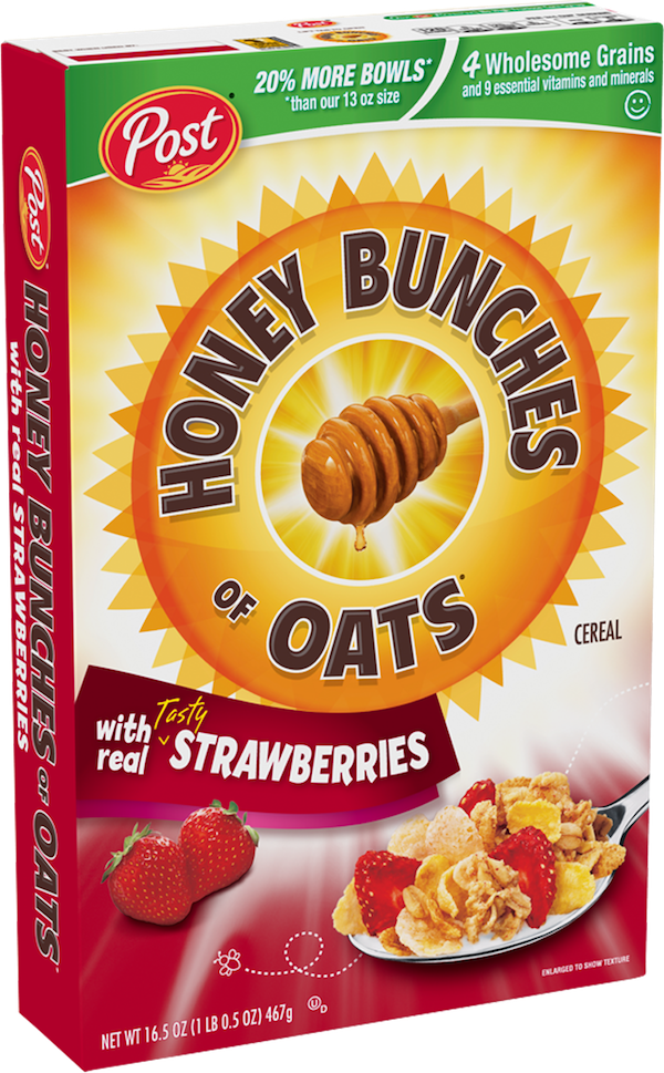 Packaging Of Honey Bunches Of Oats With Real Strawberries - Honey Bunches Of Oats Honey Roasted (600x969), Png Download