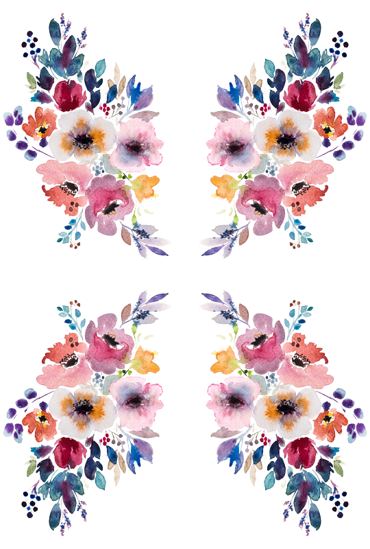 Berry Fabric - Fall Flower Watercolor Bouquet Custom (540x800), Png Download