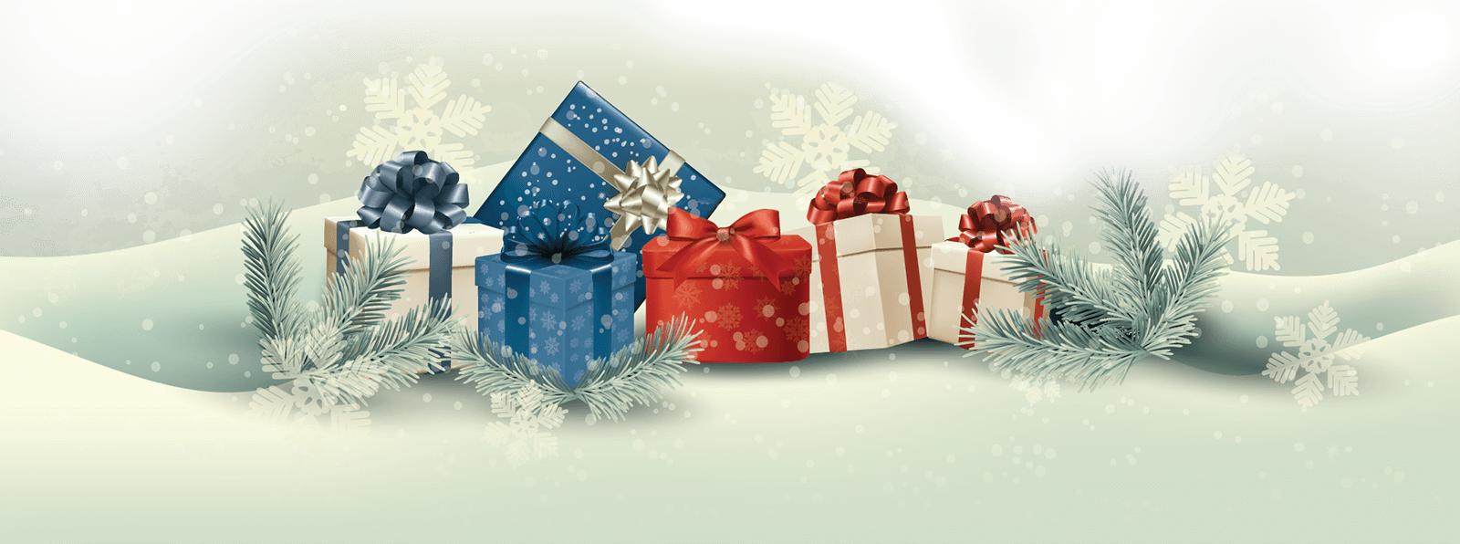 Presents In Snow More Fun, Backgrounds, Presents, Snow, - Squre Pillowcase,kingko Christmas Red Gift Box Pattern (1600x596), Png Download