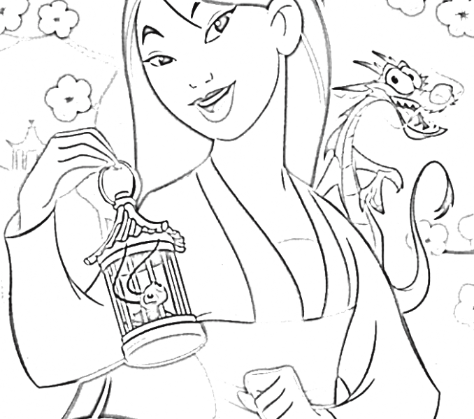 Mulan Coloring Pages Free - Mulan (678x600), Png Download